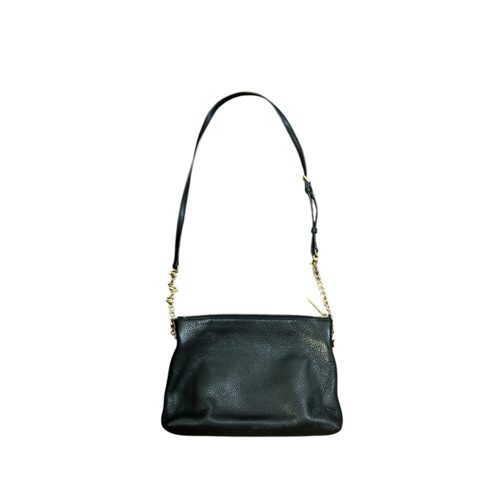 Michael Kors Black Leather Crossbody Bag One Size Gold Chain - Picture 2 of 7